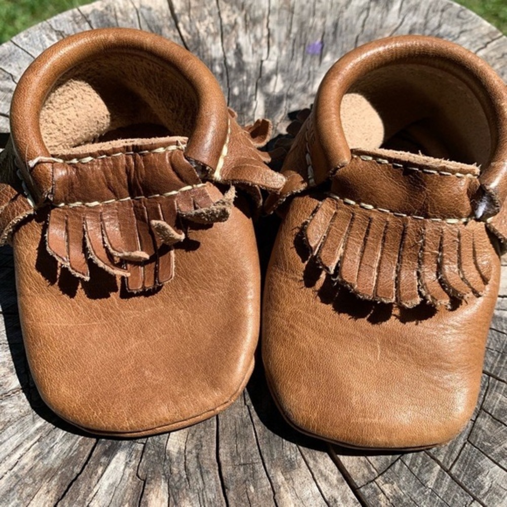 First Steps Leather Baby Toddler Moccasin Shoes
Brown Tan Size 2 Natural Walking